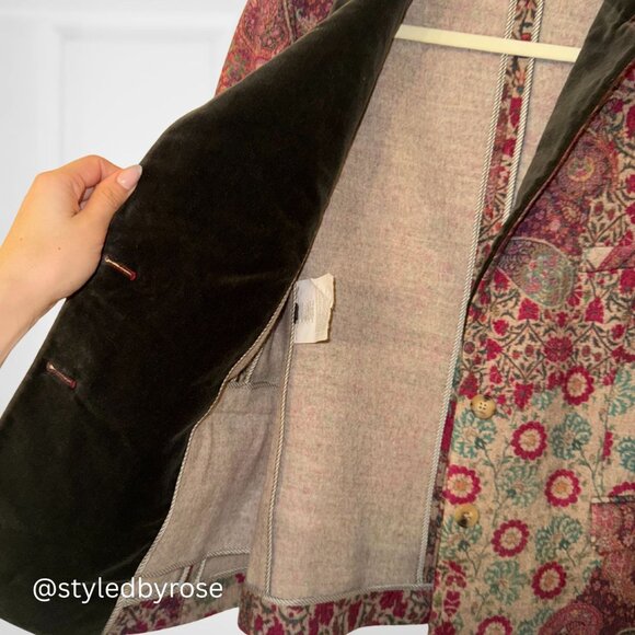 Vintage ETRO Women's Blazer Jacket in Wool Silk Blend Paisley Pattern Sz 48, M/L - Picture 9 of 12